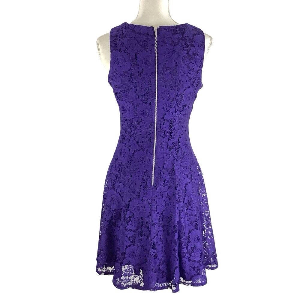Purple Lace Sleeveless Dress Women Size 6 Fit & Flare Keyhole Coquette Fairy - Picture 5 of 14